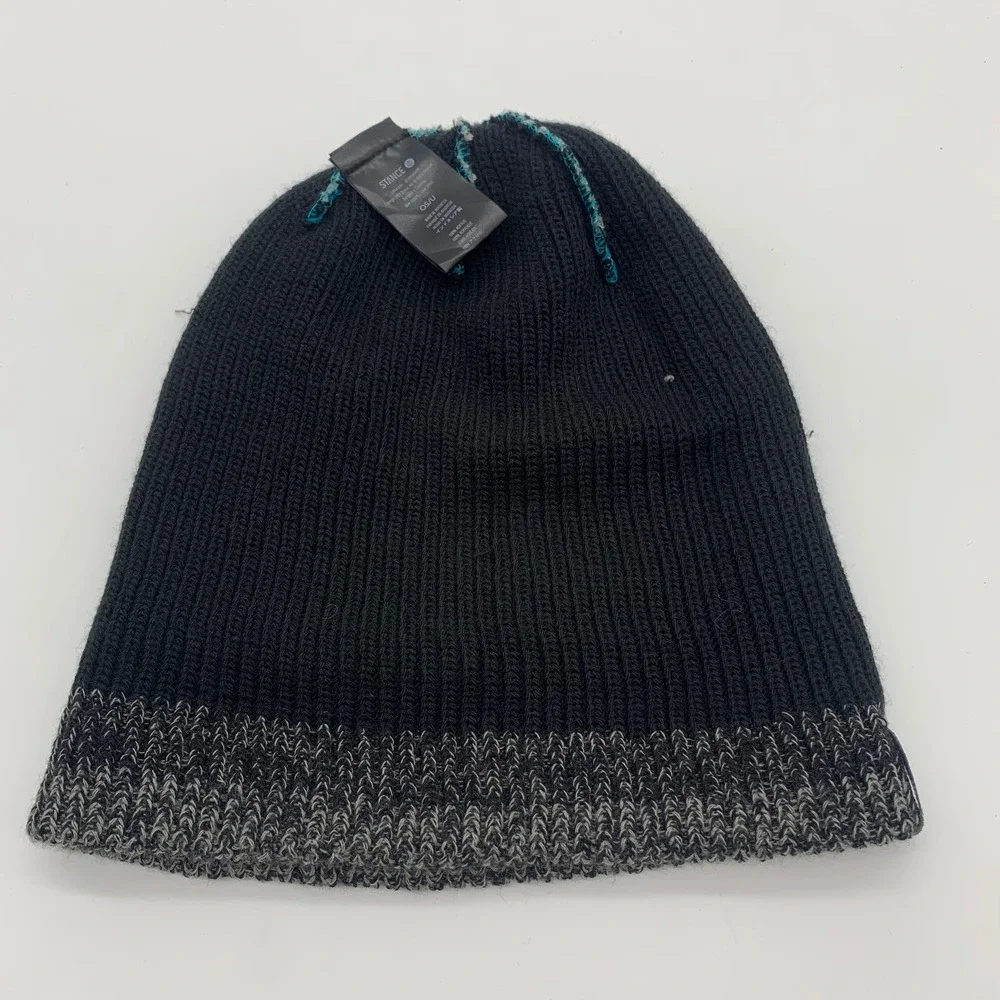 Stance Beanie Unisex OS Grey Black Color Block Knit Cuffed Hat